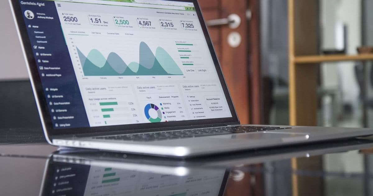 Laptop showing website analytics charts